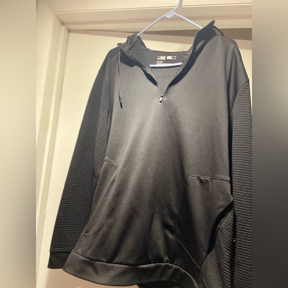 MSX By Michael Strahan Mens Black Premium Ultra Fleece Quarter Zip Hoodie